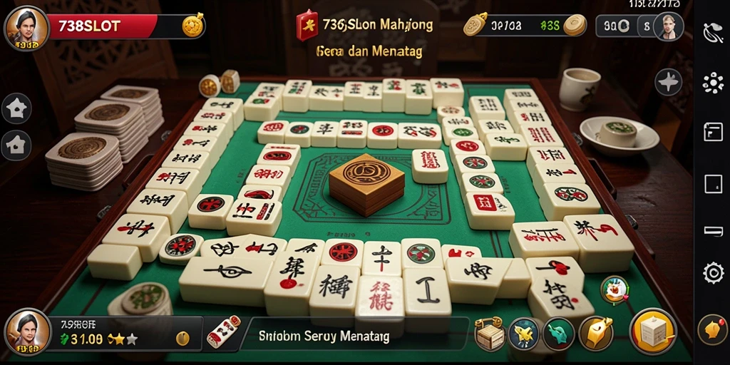 Tampilan gameplay Mahjong di 738SLOT yang mengasyikkan.