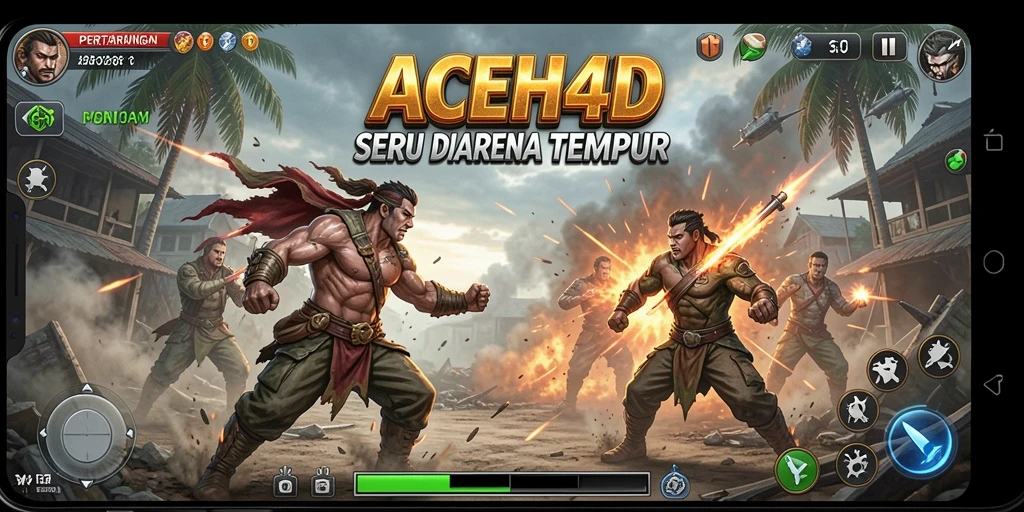 Tampilan gameplay ACEH4D dengan pertarungan yang mendebarkan dan karakter beragam.