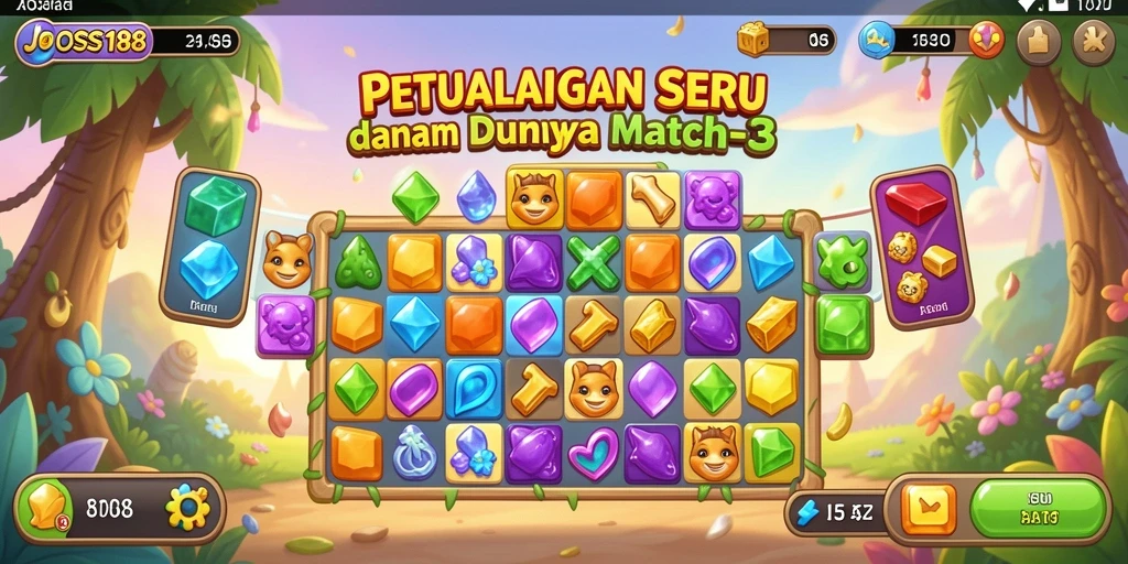 Gameplay seru JOSS188 dengan berbagai tantangan Match-3.