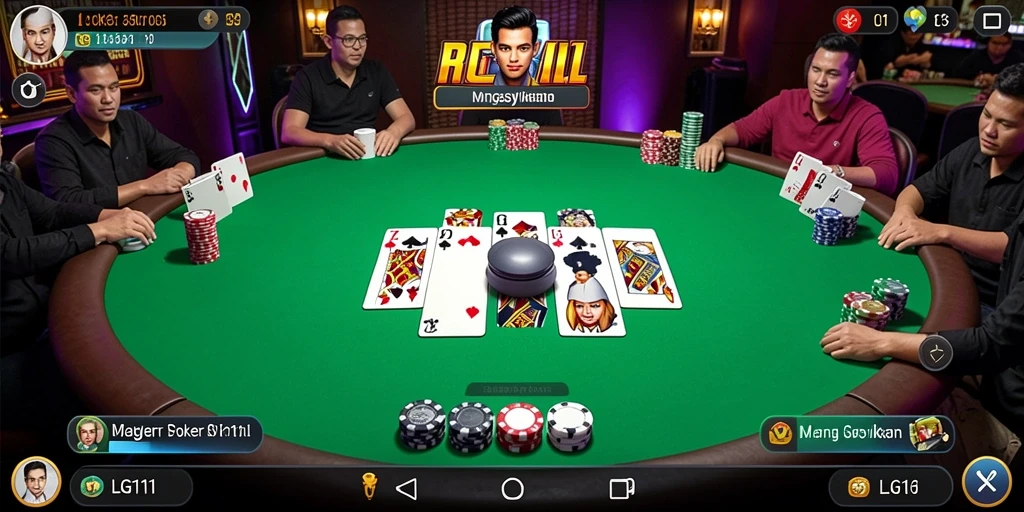 Menampilkan gameplay poker yang menegangkan dan seru.