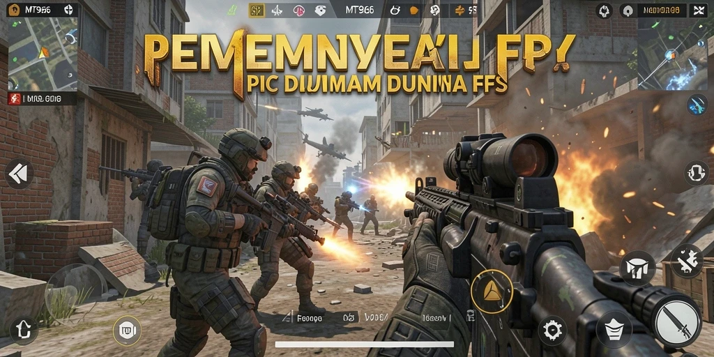 Tampilan menegangkan pertempuran dalam game FPS MT966.