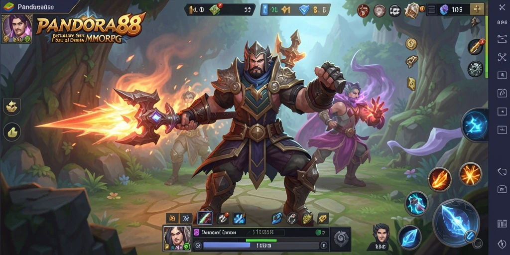 Screenshot gameplay PANDORA88 menampilkan aksi seru dalam pertarungan MMORPG.